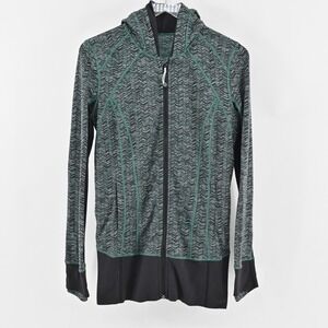 LULULEMON Womens Daily Practice Jacket Size 8 Zip Front Hooded Logo Activewear‎